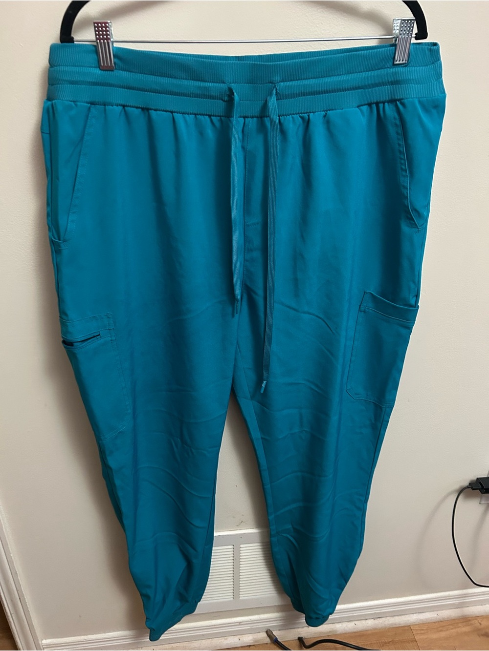 Women's Teal Drawstring Cargo Jogger Scrub Pants